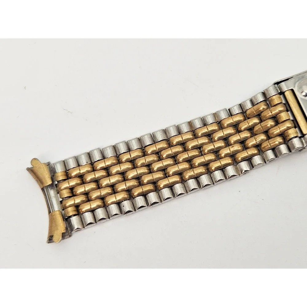 Vtg Spidel Beads of Rice Two Tone 10k RGP Stainless Steel Watch Bracelet 19 mm